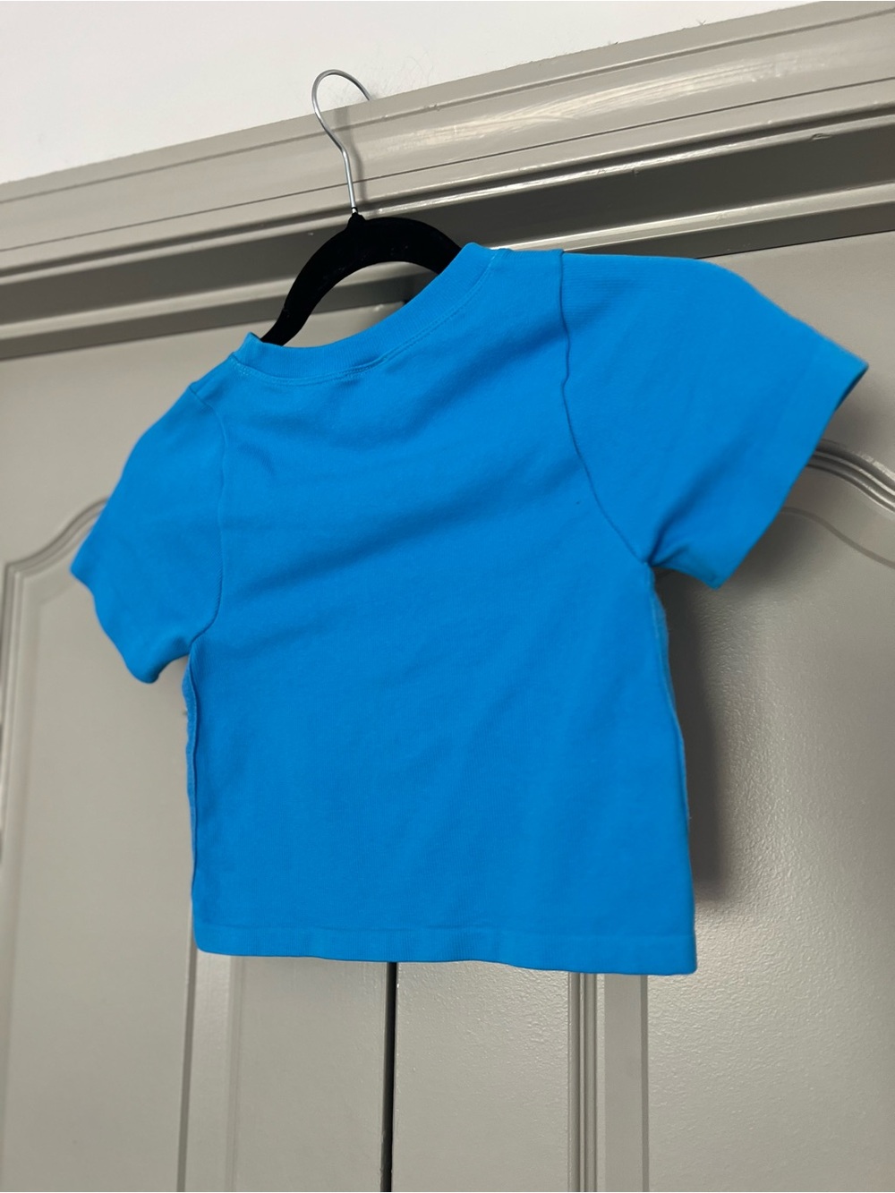 Y2K Hook & Eye Side Crop Top Bright Blue Baby Tee Small - Picture 4 of 5